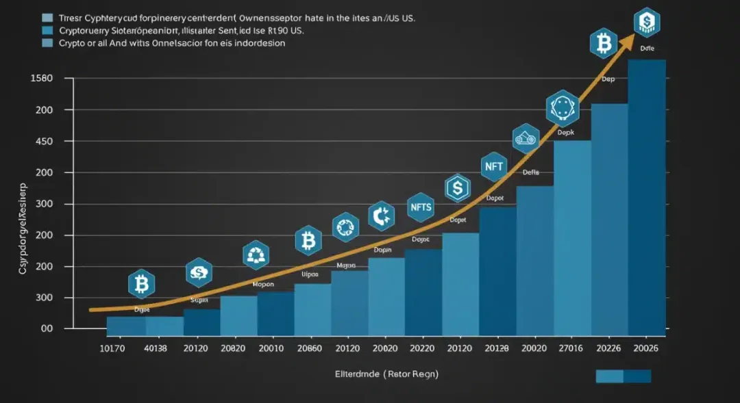 Gráfico de crecimiento de la posesión de criptomonedas en Estados Unidos hasta 2026.