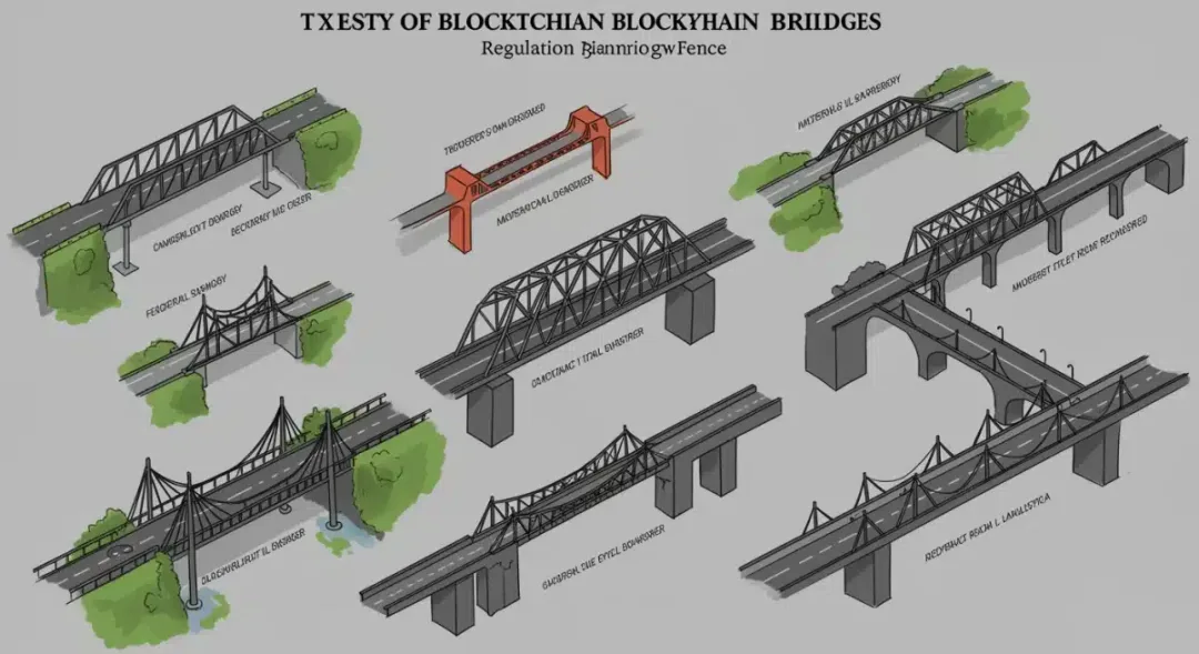 Ilustración de los diversos tipos de puentes blockchain, mostrando sus características y cómo conectan ecosistemas.