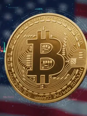 Gráfico futurista de la volatilidad del Bitcoin en 2026 con fluctuaciones del 15% y estrategias de inversión en EE. UU.