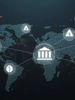 Representación digital de la colaboración entre bancos de EE. UU. en una red de pagos blockchain para 2026.