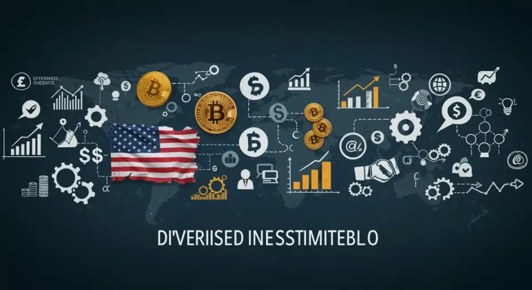 Cartera de inversión diversificada con activos tradicionales y criptomonedas para mitigar riesgos.