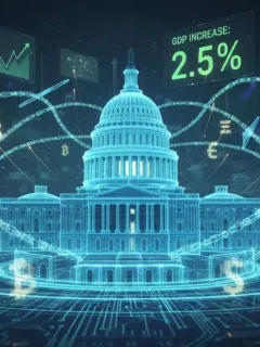 Ilustración digital de las regulaciones cripto de 2026 impactando positivamente el PIB de Estados Unidos.