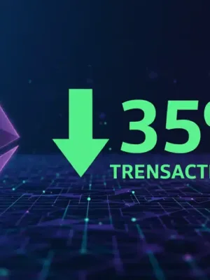 Gráfico que representa la reducción del 35% en las comisiones de transacción de Ethereum 2.0