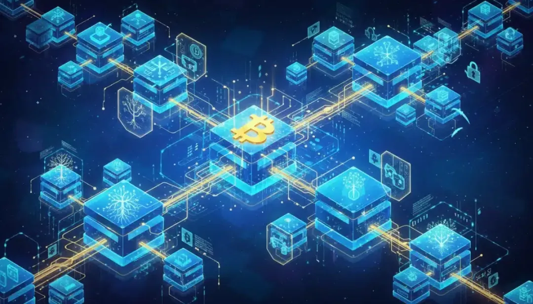 Ilustración de las capas de seguridad de Bitcoin: validación, Merkle Trees y prueba de trabajo.